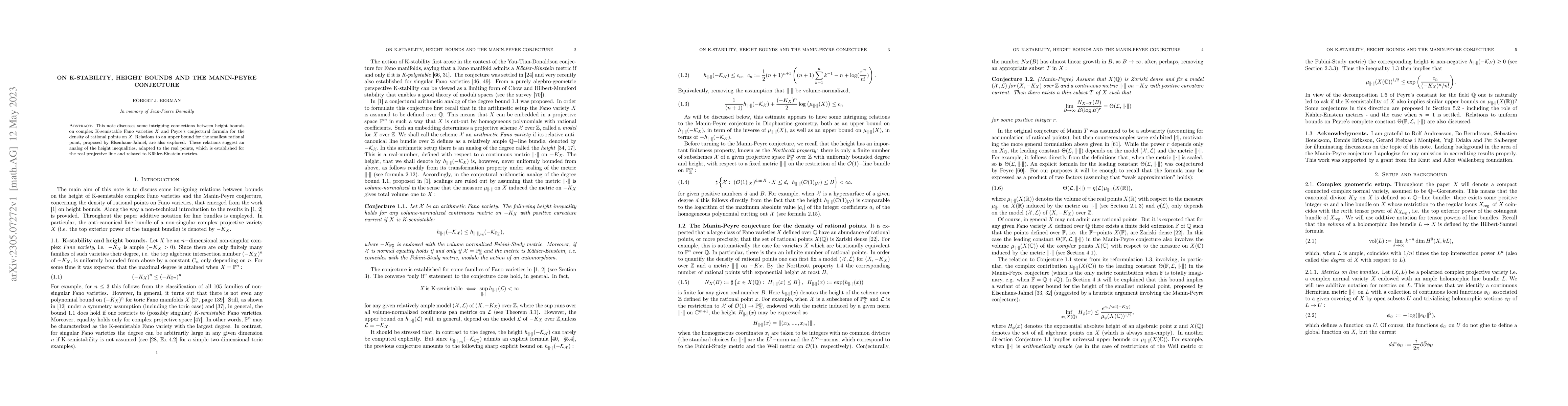Thumbnail for On K-stability, height bounds and the Manin-Peyre conjecture