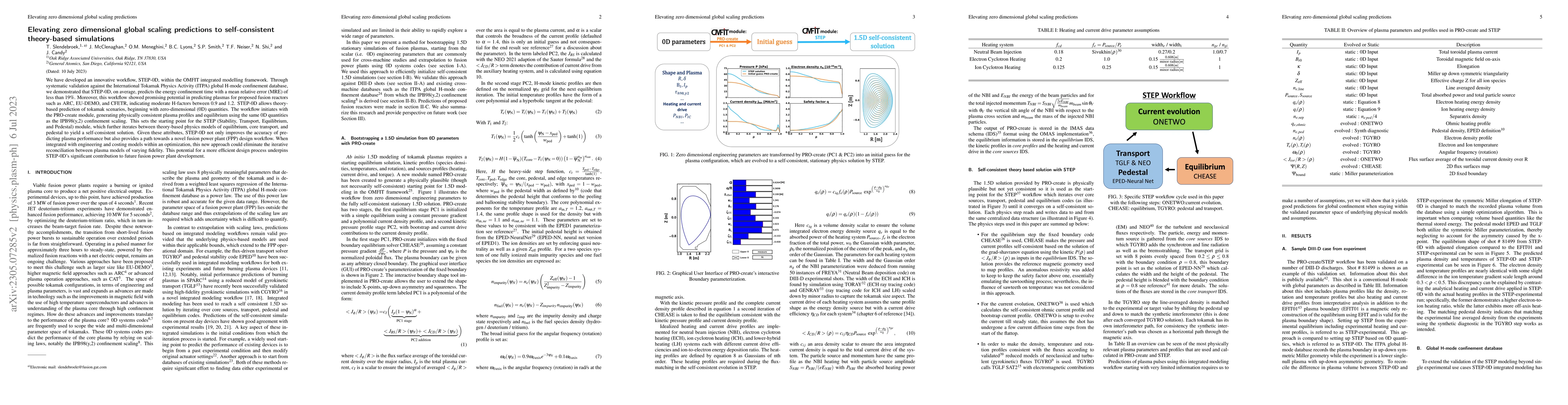 Thumbnail for Elevating zero dimensional global scaling predictions to self-consistent
  theory-based simulations