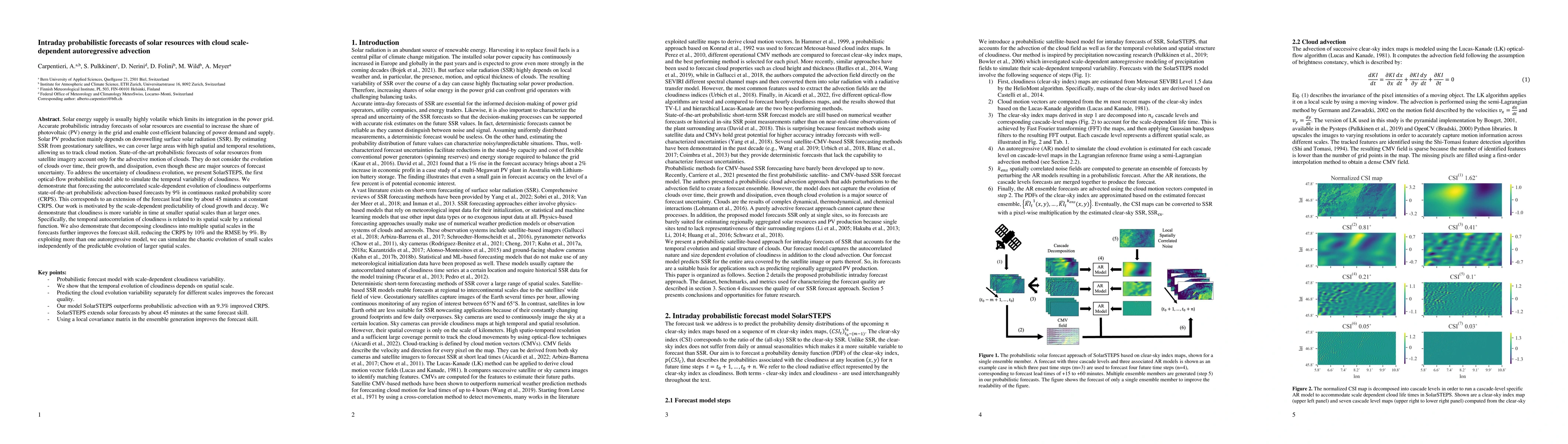 Thumbnail for Intraday probabilistic forecasts of solar resources with cloud
  scale-dependent autoregressive advection