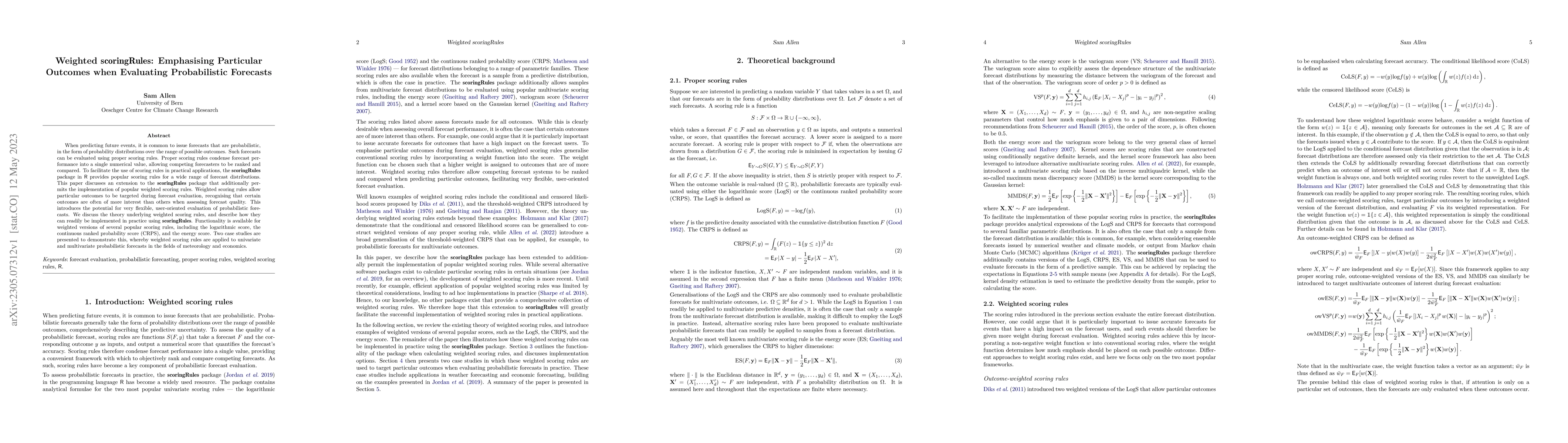 Thumbnail for Weighted scoringRules: Emphasising Particular Outcomes when Evaluating
  Probabilistic Forecasts