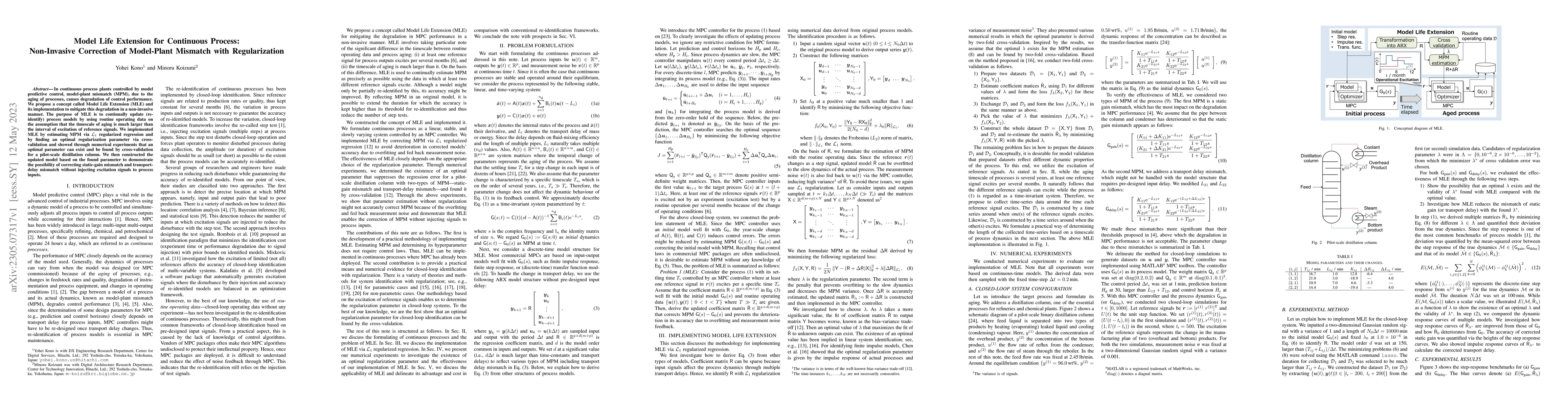 Thumbnail for Model life extension for continuous process: Non-invasive correction of
  model-plant mismatch with regularization