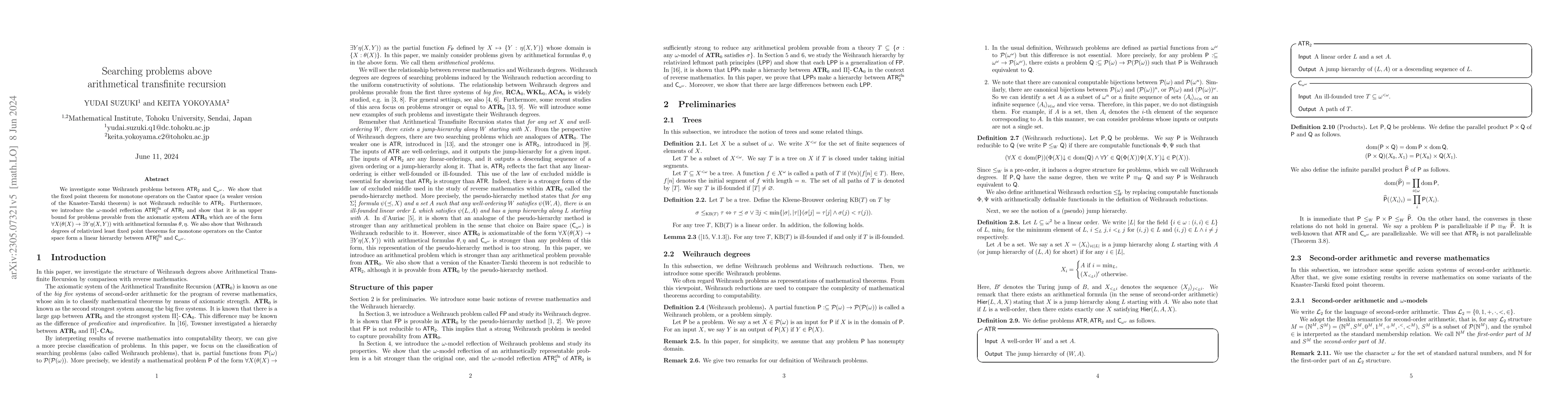 Thumbnail for Searching problems above arithmetical transfinite recursion
