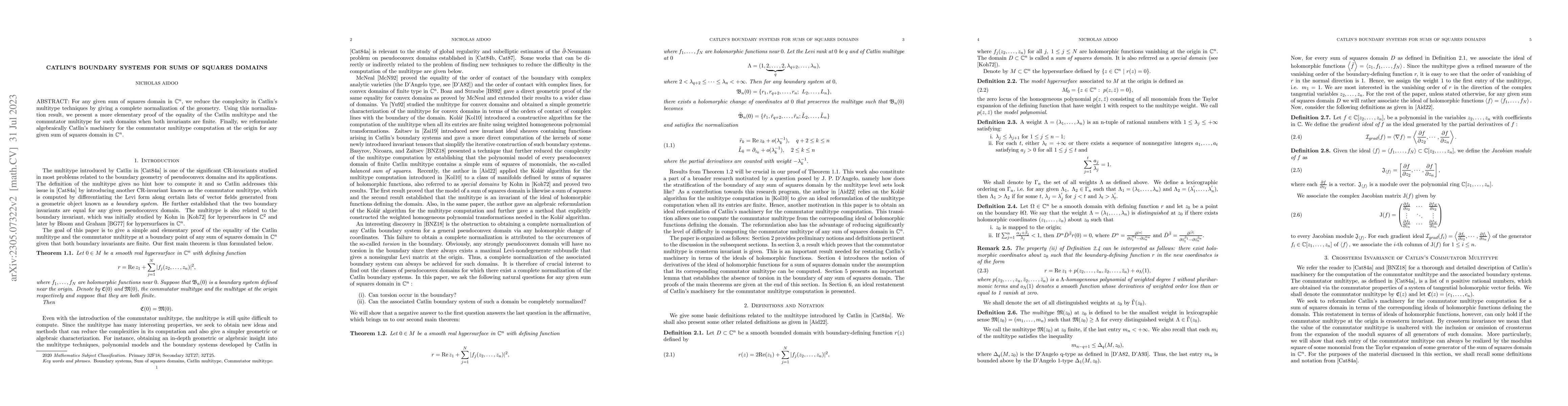 Thumbnail for Catlin's Boundary Systems for Sums of Squares Domains