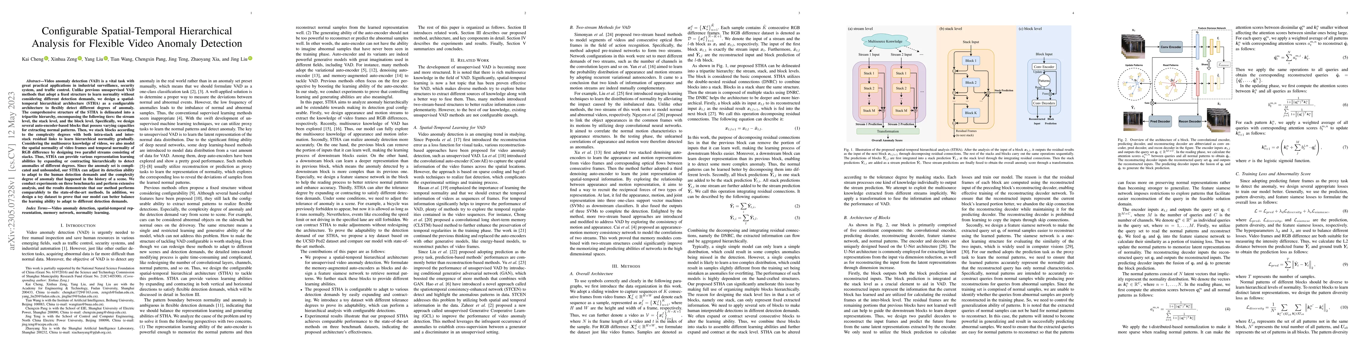 Thumbnail for Configurable Spatial-Temporal Hierarchical Analysis for Flexible Video
  Anomaly Detection