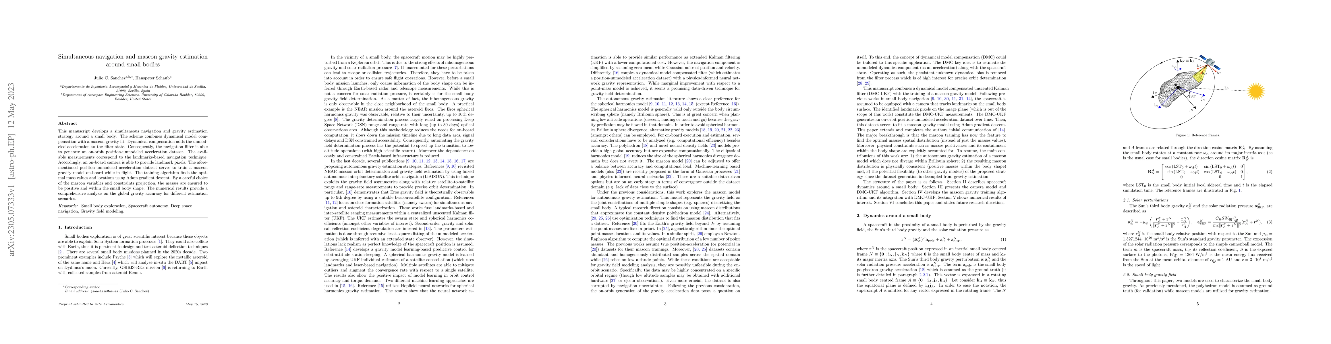 Thumbnail for Simultaneous navigation and mascon gravity estimation around small
  bodies