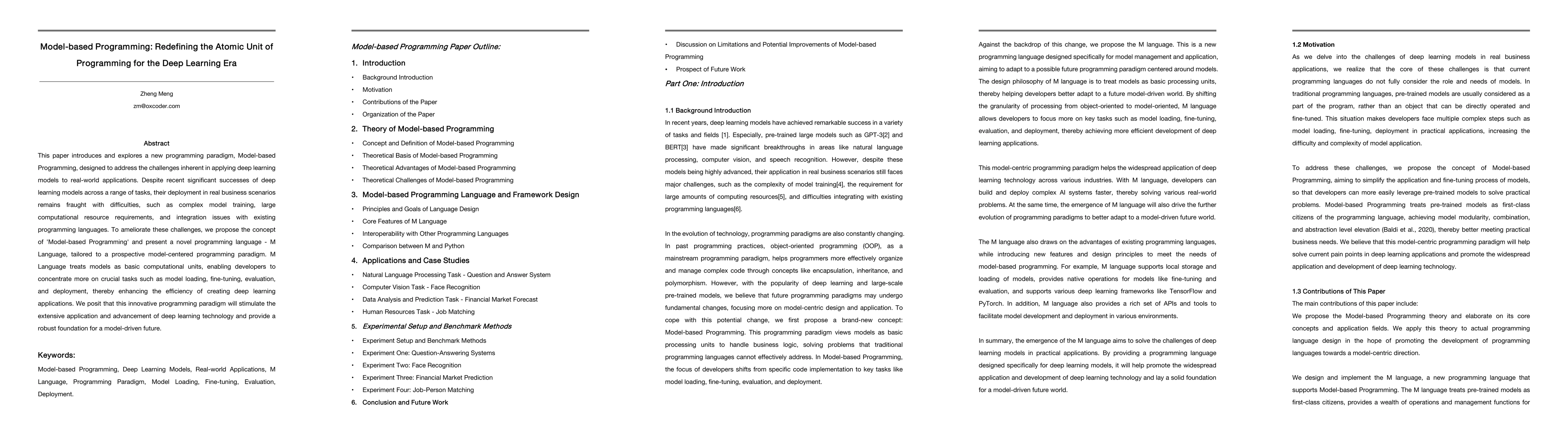 Thumbnail for Model-based Programming: Redefining the Atomic Unit of Programming for
  the Deep Learning Era