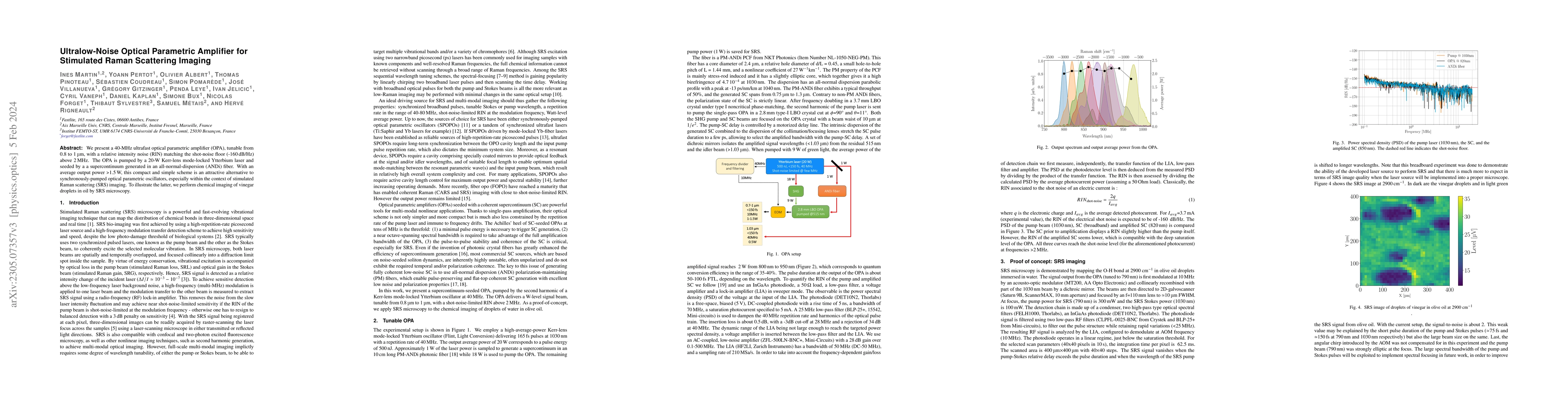 Thumbnail for Ultralow-Noise Optical Parametric Amplifier for Stimulated Raman
  Scattering Imaging