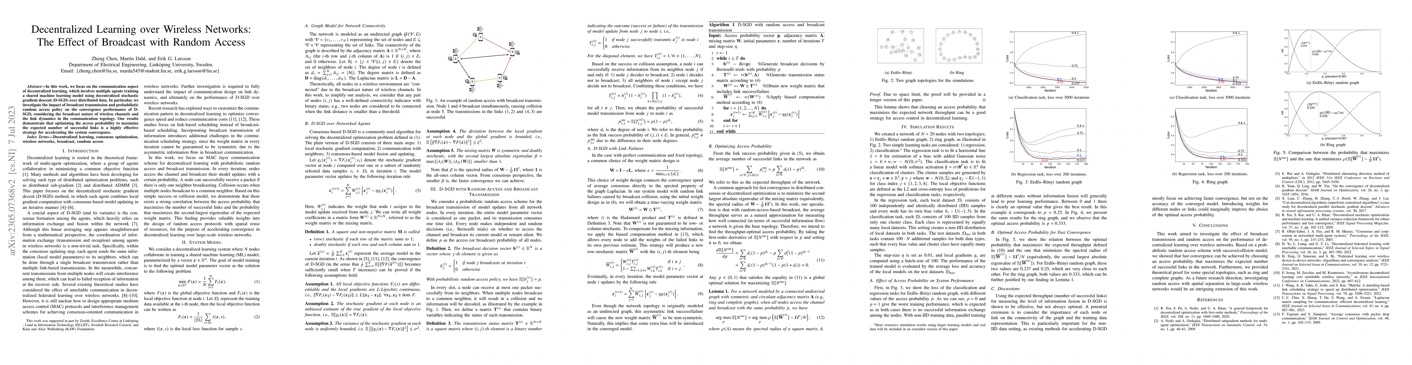 Thumbnail for Decentralized Learning over Wireless Networks: The Effect of Broadcast
  with Random Access