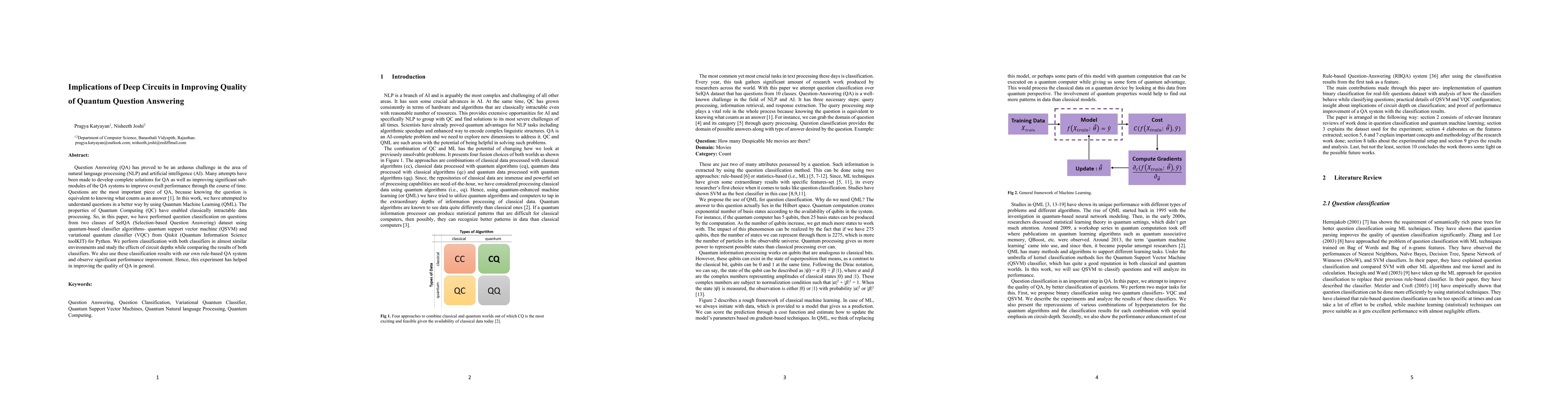 Thumbnail for Implications of Deep Circuits in Improving Quality of Quantum Question
  Answering