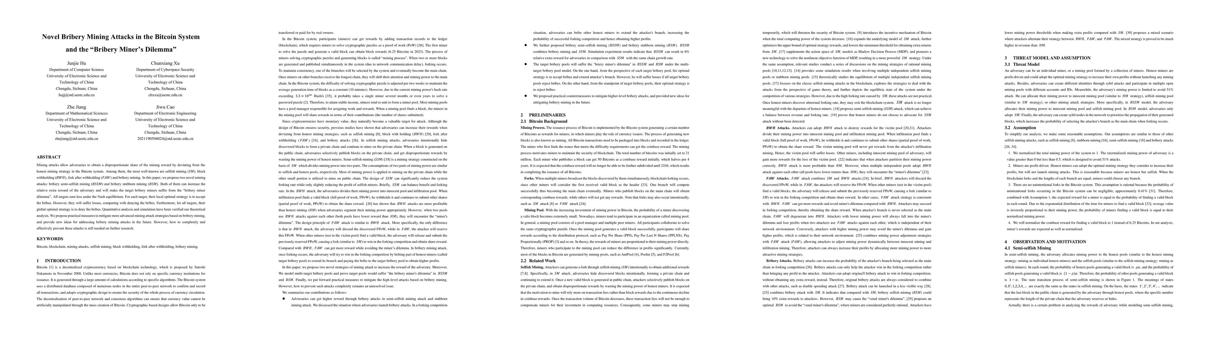 Thumbnail for Novel bribery mining attacks in the bitcoin system and the bribery
  miner's dilemma