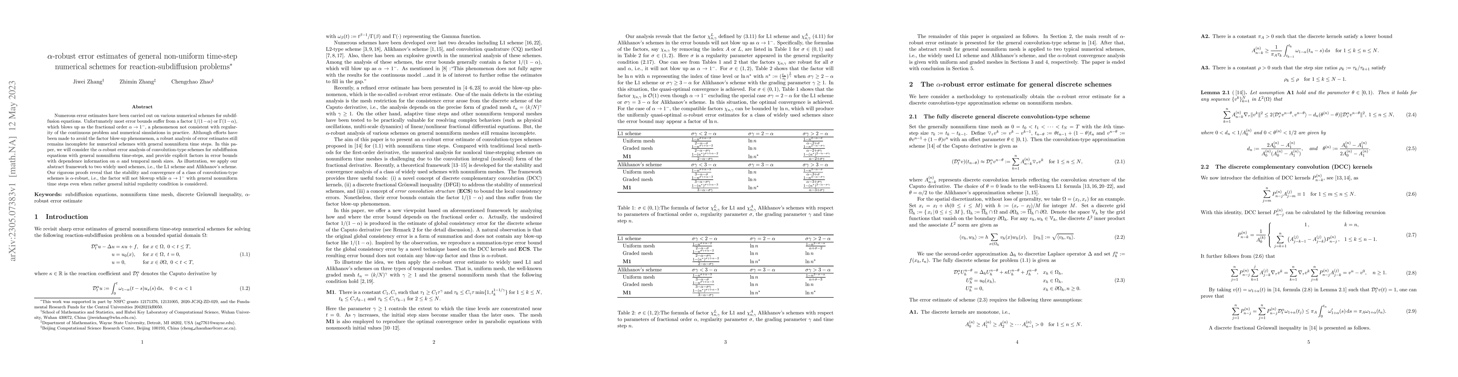 Thumbnail for $\alpha$-robust error estimates of general non-uniform time-step
  numerical schemes for reaction-subdiffusion problems