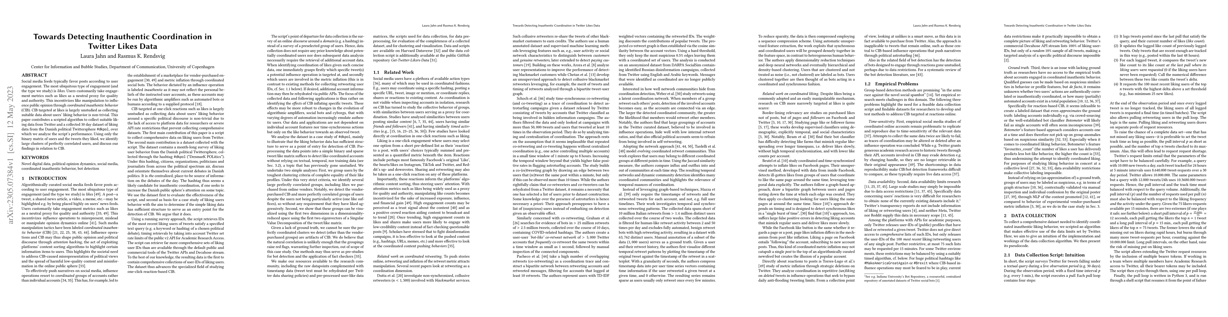 Thumbnail for Towards Detecting Inauthentic Coordination in Twitter Likes Data