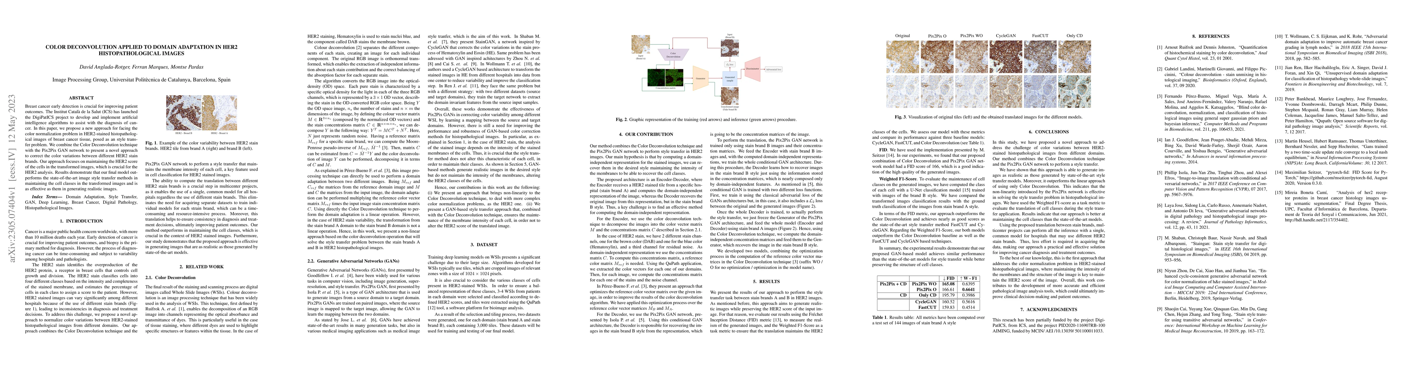 Thumbnail for Color Deconvolution applied to Domain Adaptation in HER2
  histopathological images