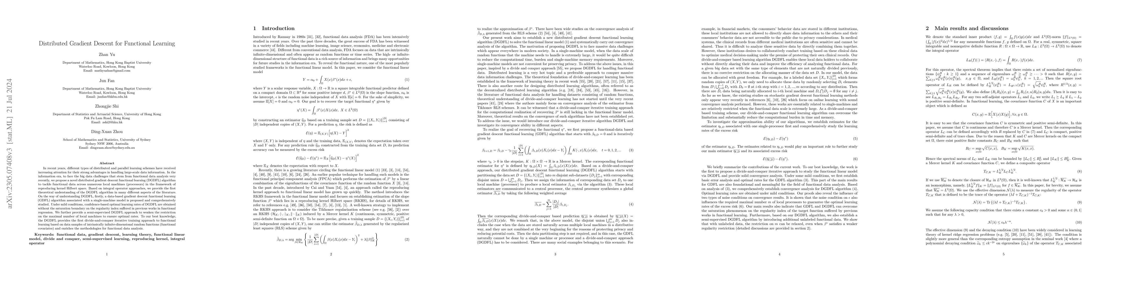 Thumbnail for Distributed Gradient Descent for Functional Learning