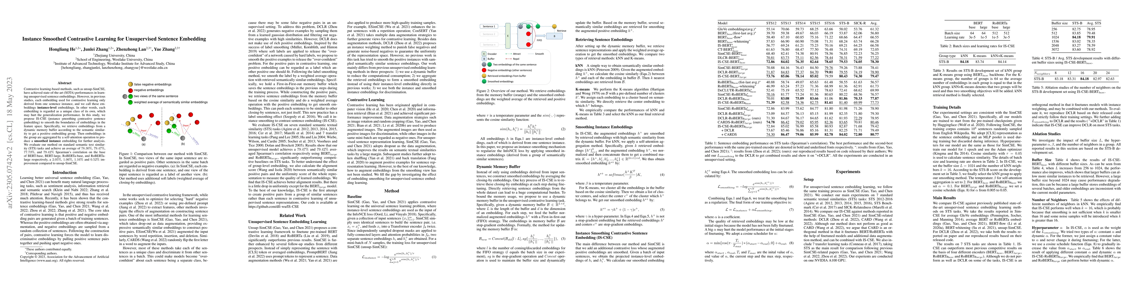 Thumbnail for Instance Smoothed Contrastive Learning for Unsupervised Sentence
  Embedding