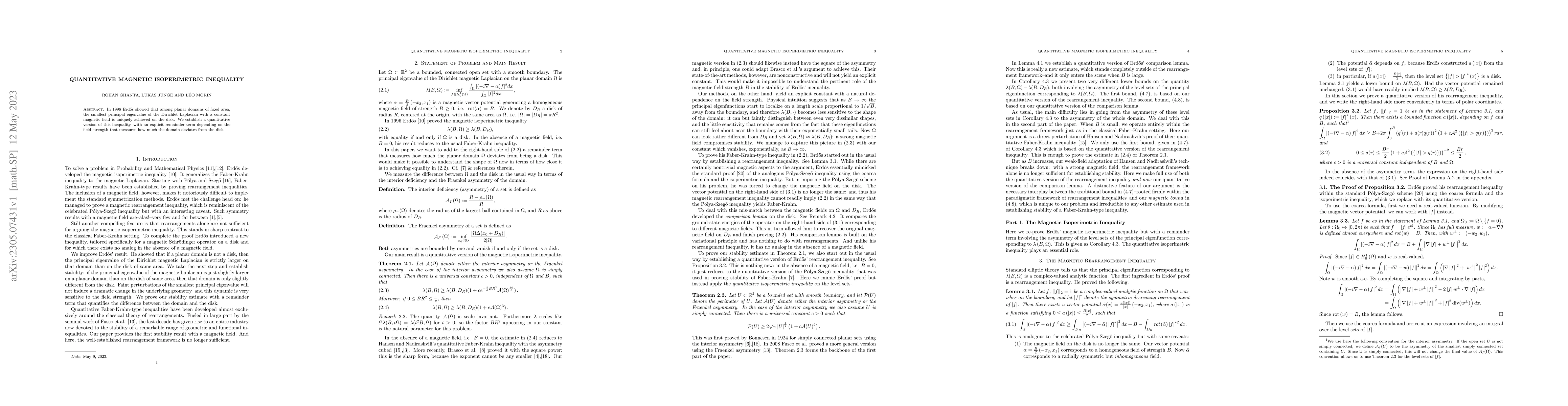 Thumbnail for Quantitative Magnetic Isoperimetric Inequality