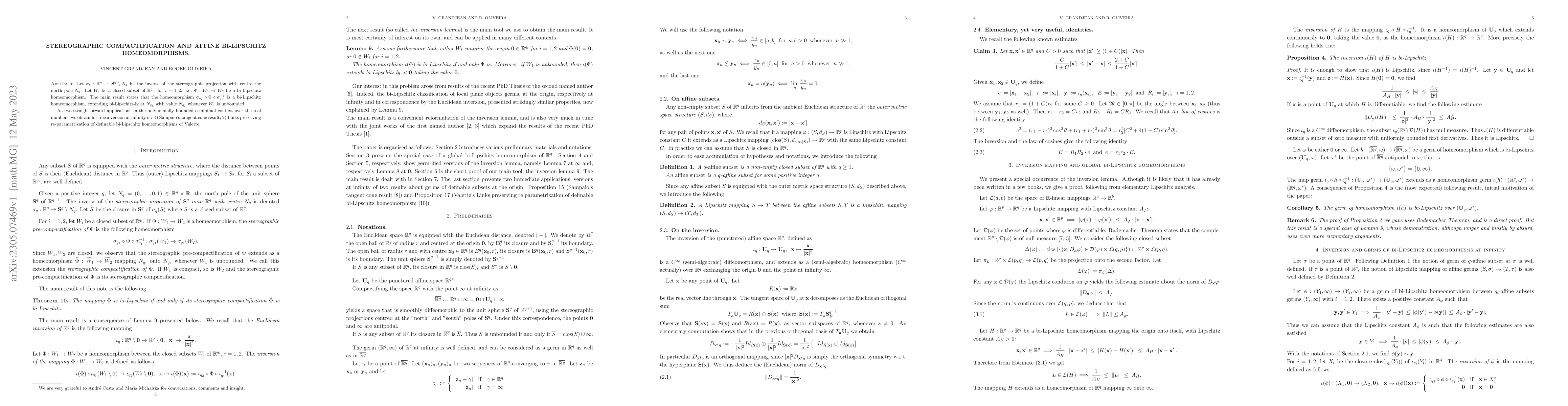 Thumbnail for Stereographic compactification and affine bi-Lipschitz homeomorphisms