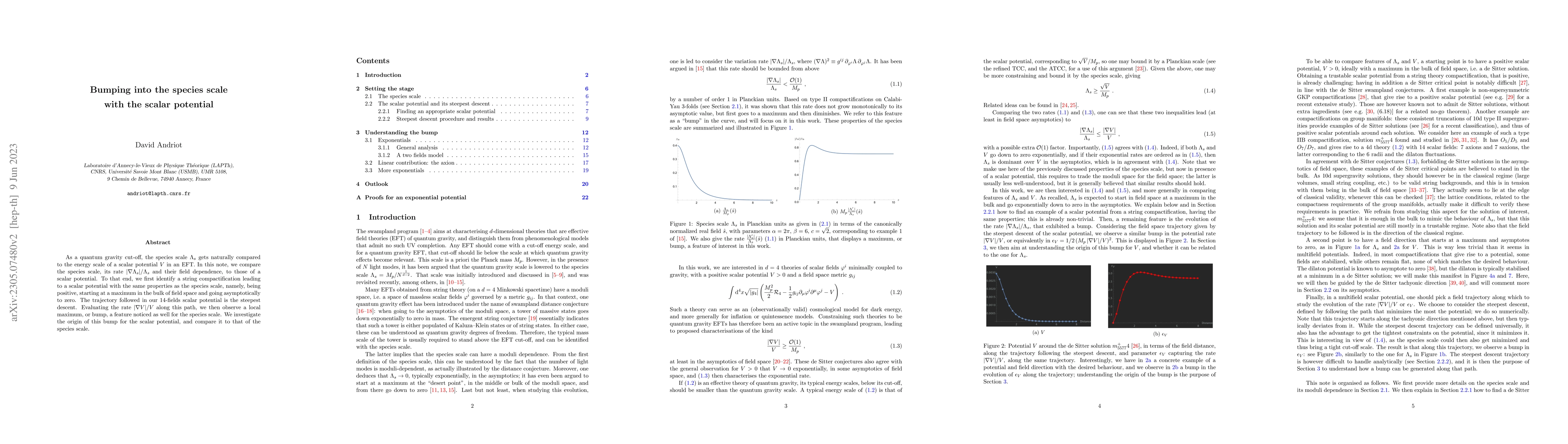 Thumbnail for Bumping into the species scale with the scalar potential