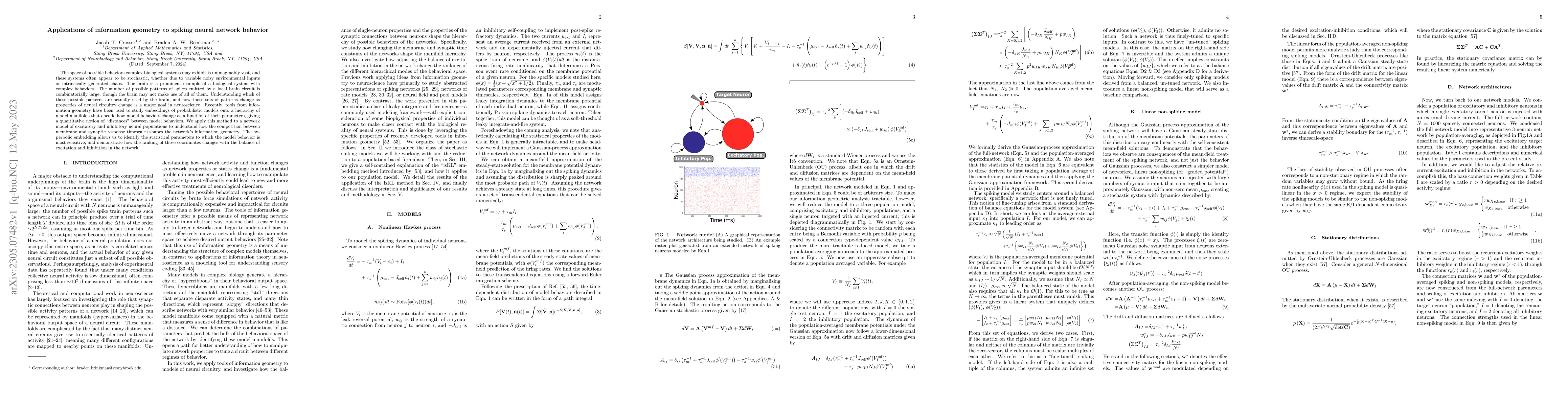 Thumbnail for Applications of information geometry to spiking neural network behavior