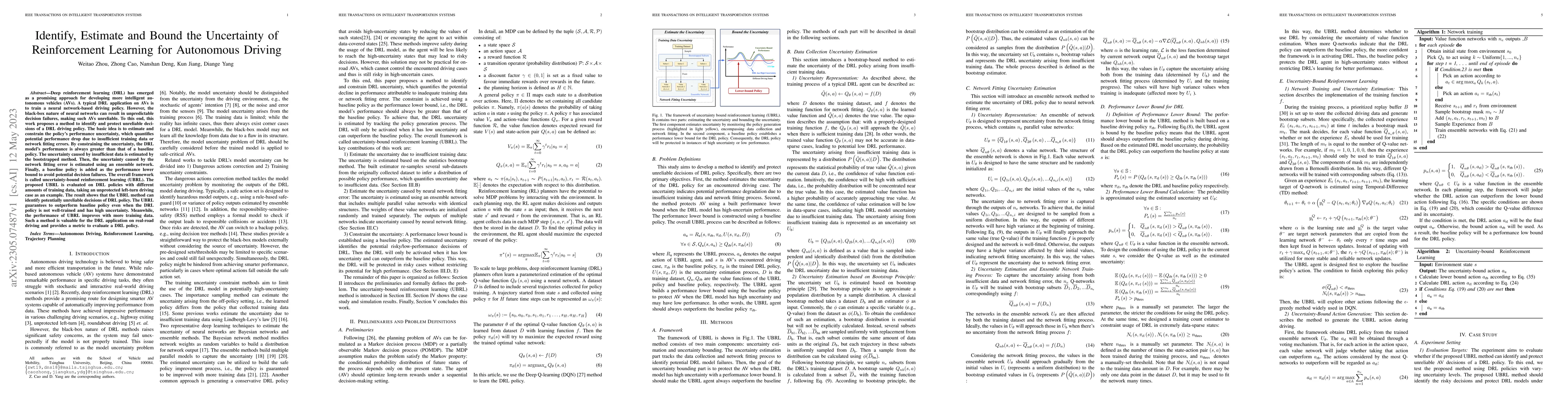 Thumbnail for Identify, Estimate and Bound the Uncertainty of Reinforcement Learning
  for Autonomous Driving