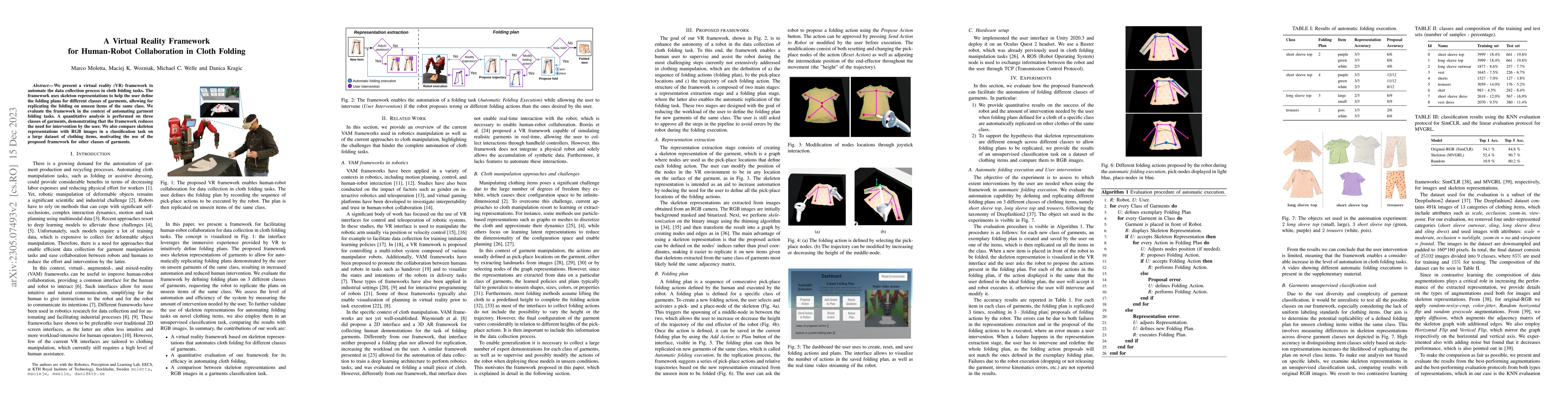 Thumbnail for A Virtual Reality Framework for Human-Robot Collaboration in Cloth
  Folding