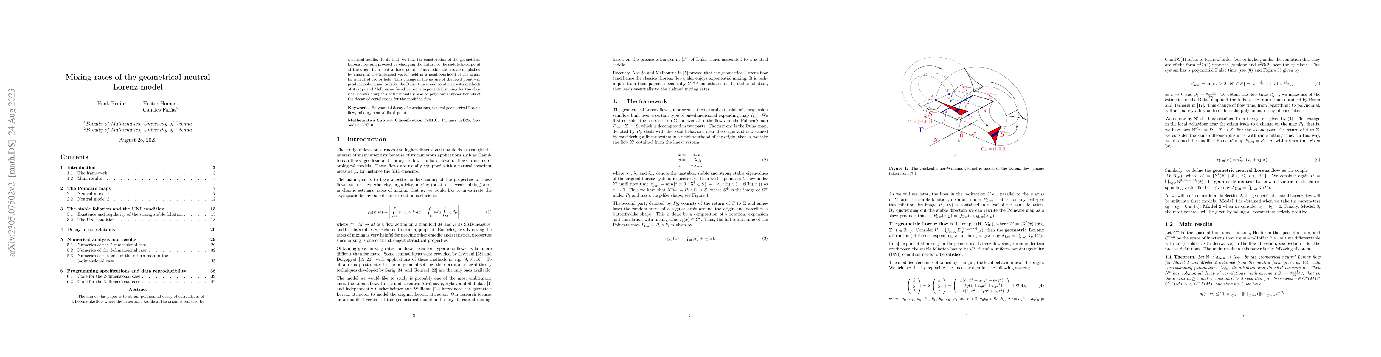 Thumbnail for Mixing rates of the geometrical neutral Lorenz model