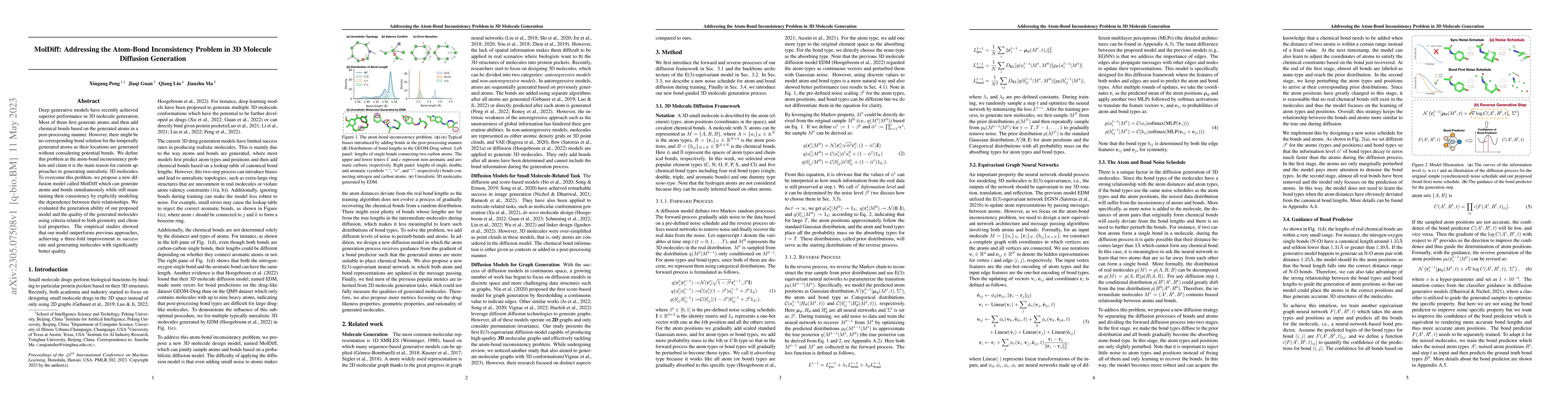 Thumbnail for MolDiff: Addressing the Atom-Bond Inconsistency Problem in 3D Molecule
  Diffusion Generation