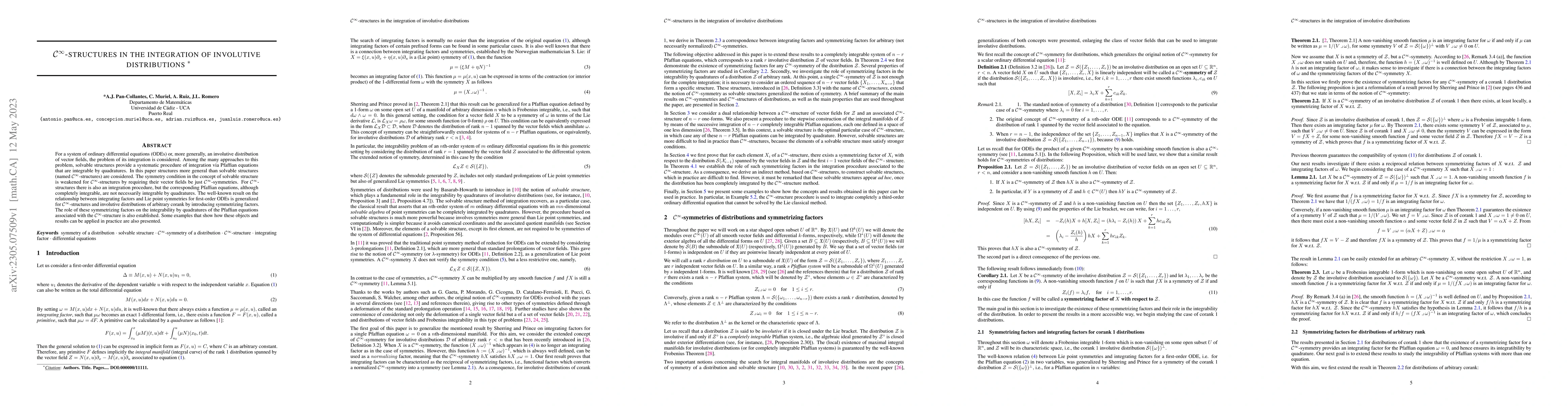 Thumbnail for $\mathcal{C}^{\infty}$-structures in the integration of involutive
  distributions