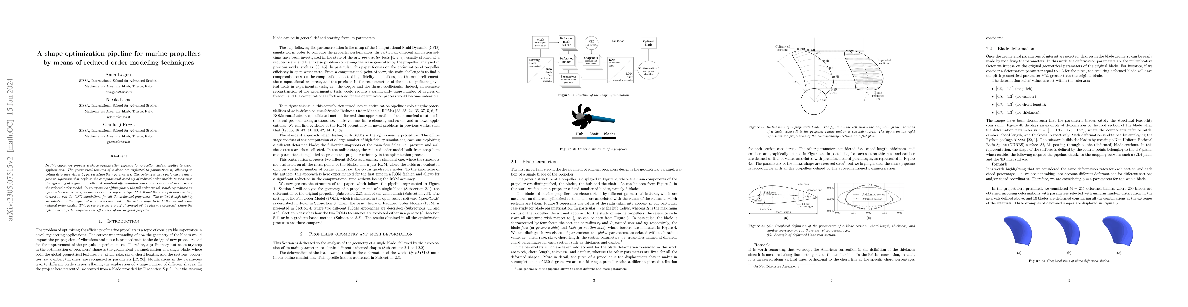 Thumbnail for A Shape Optimization Pipeline for Marine Propellers by means of Reduced
  Order Modeling Techniques