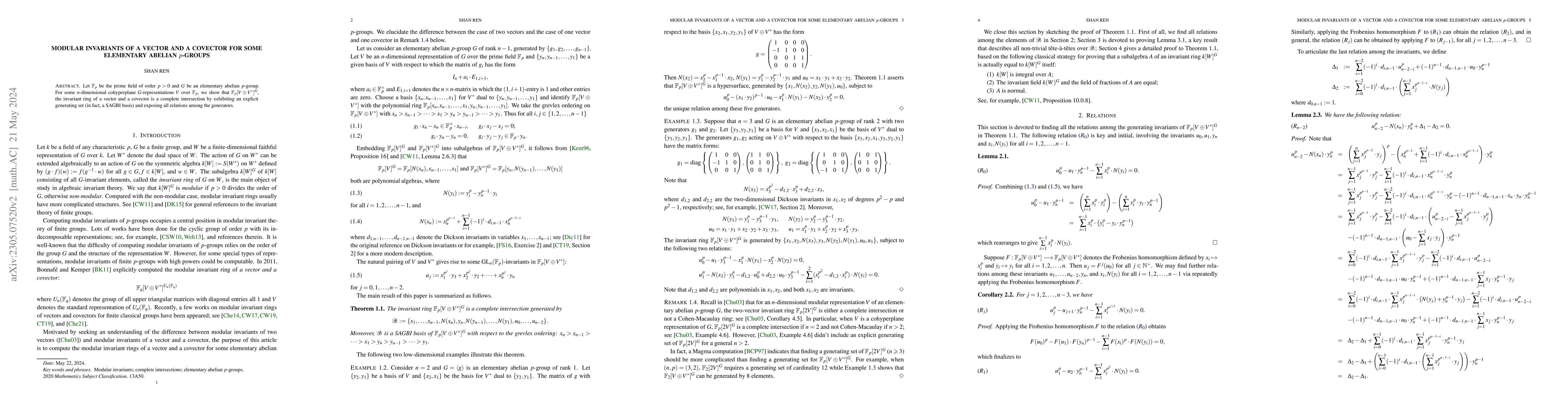Thumbnail for Modular invariants of a vector and a covector for some elementary
  abelian $p$-groups