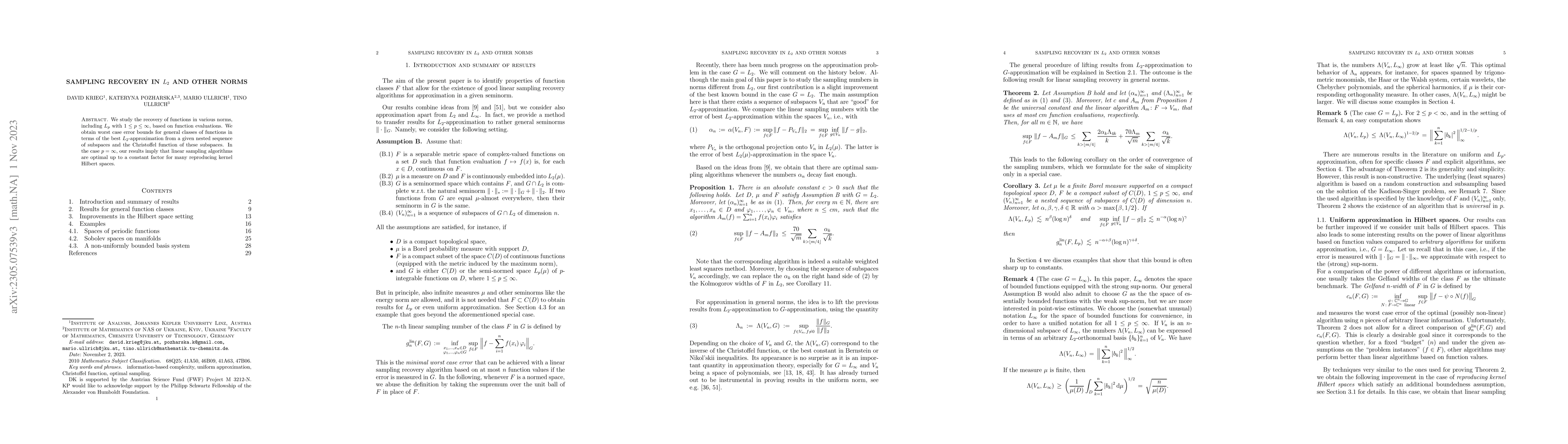 Thumbnail for Sampling recovery in $L_2$ and other norms