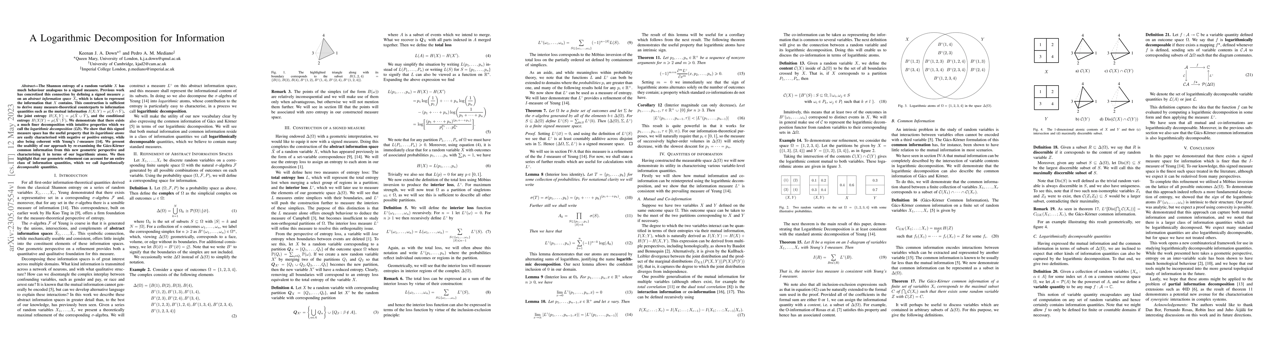 Thumbnail for A Logarithmic Decomposition for Information