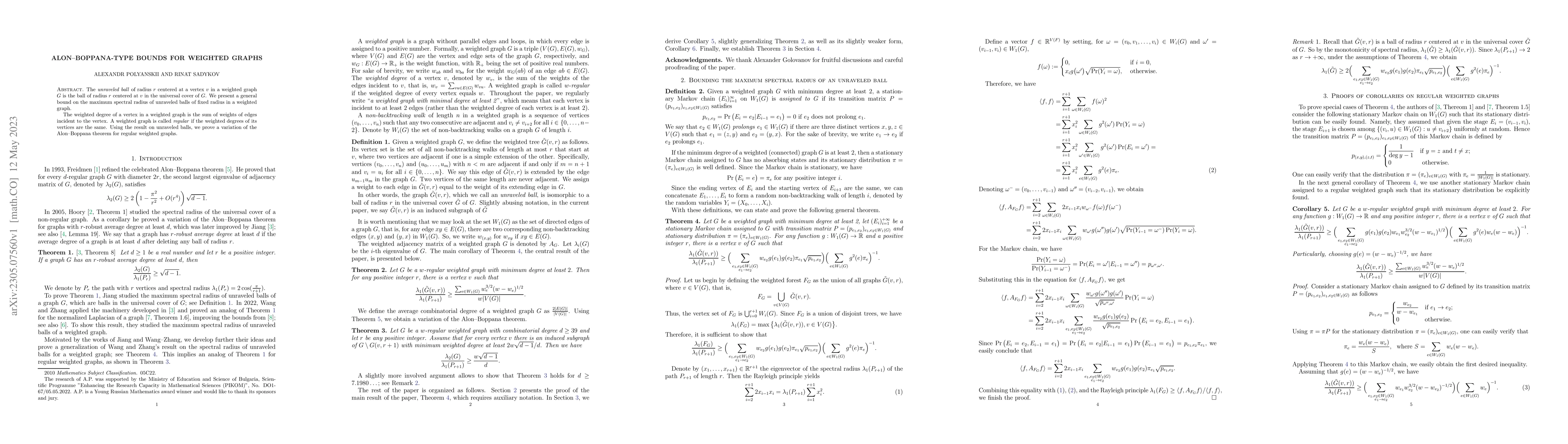 Thumbnail for Alon-Boppana-type bounds for weighted graphs