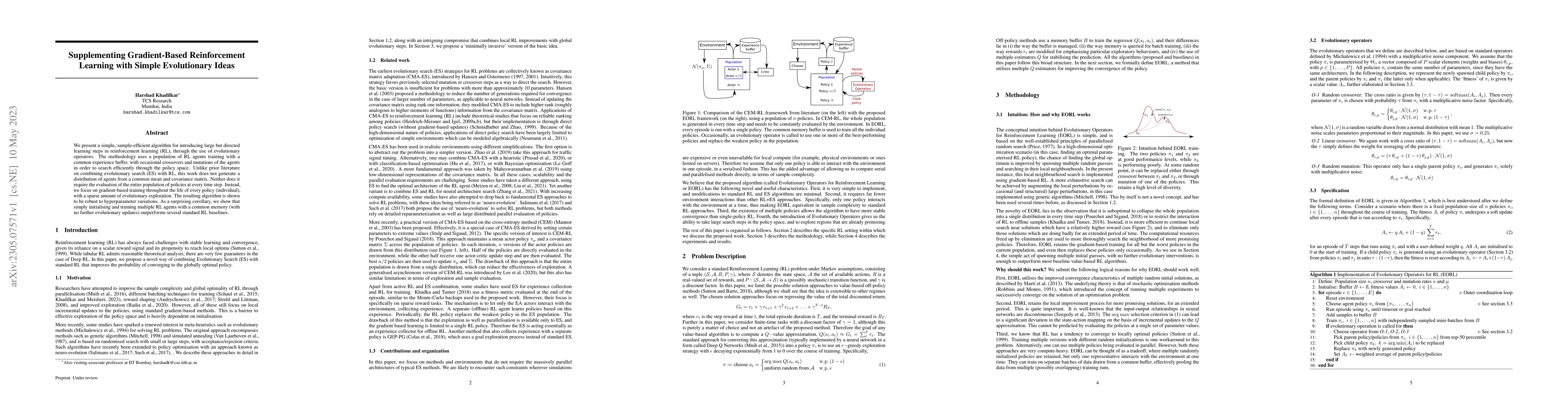 Thumbnail for Supplementing Gradient-Based Reinforcement Learning with Simple
  Evolutionary Ideas