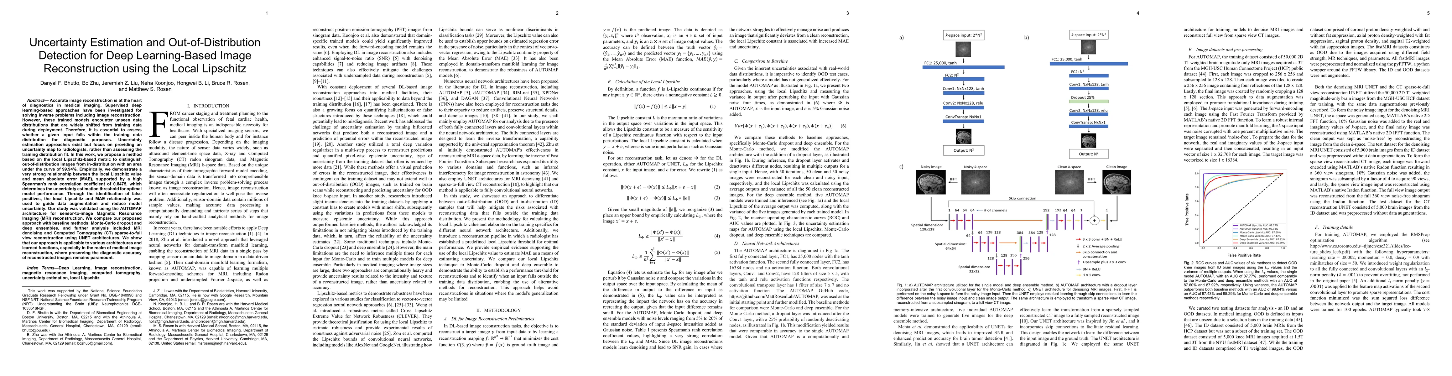 Thumbnail for Uncertainty Estimation and Out-of-Distribution Detection for Deep
  Learning-Based Image Reconstruction using the Local Lipschitz