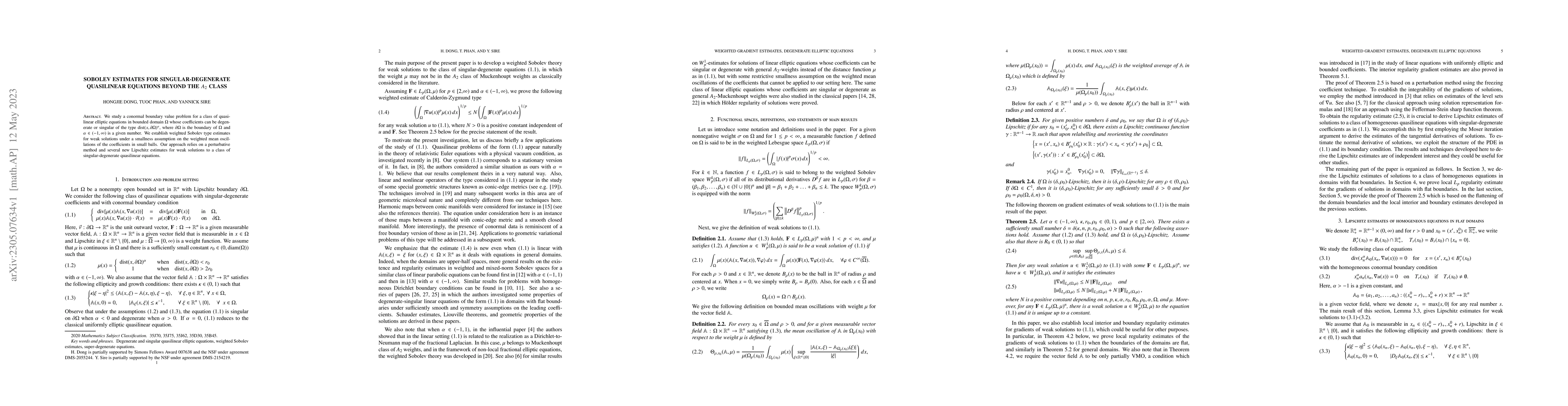 Thumbnail for Sobolev estimates for singular-degenerate quasilinear equations beyond
  the $A_2$ class