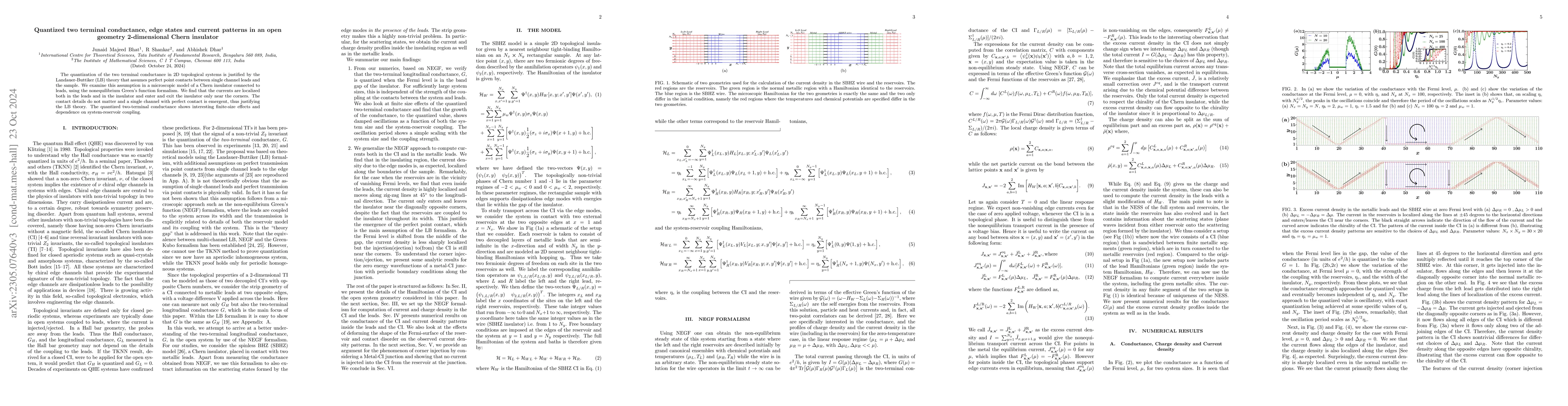 Thumbnail for Quantized two terminal conductance, edge states and current patterns in
  an open geometry 2-dimensional Chern insulator