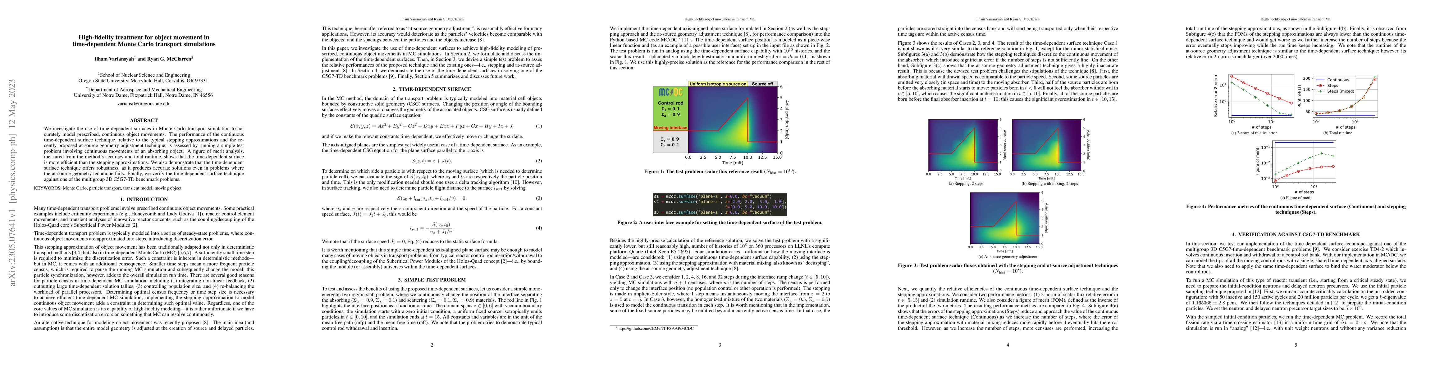 Thumbnail for High-fidelity treatment for object movement in time-dependent Monte
  Carlo transport simulations
