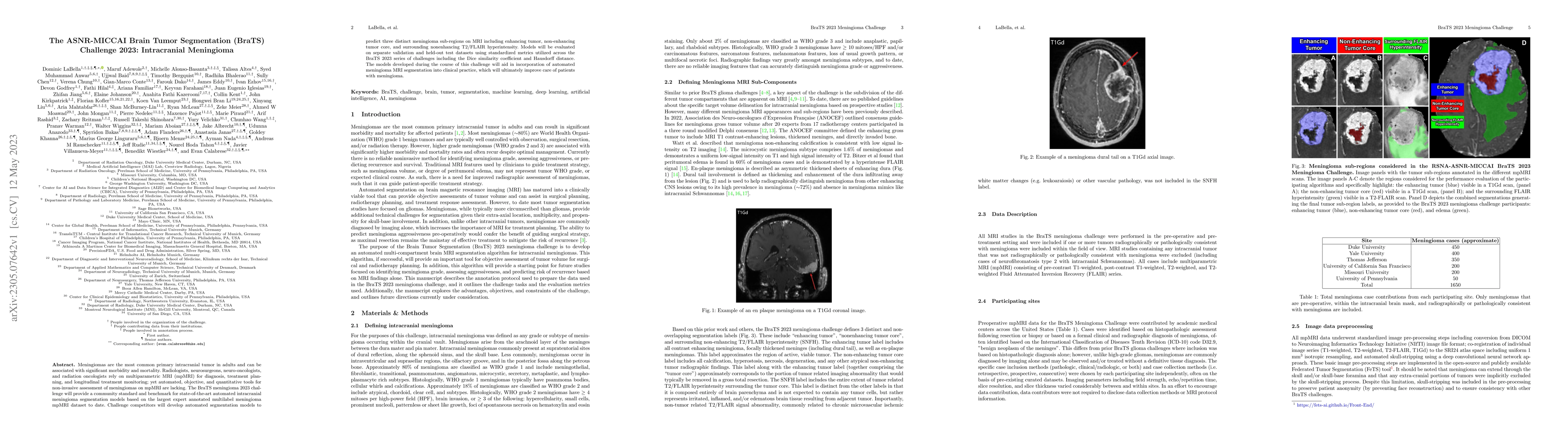 Thumbnail for The ASNR-MICCAI Brain Tumor Segmentation (BraTS) Challenge 2023:
  Intracranial Meningioma