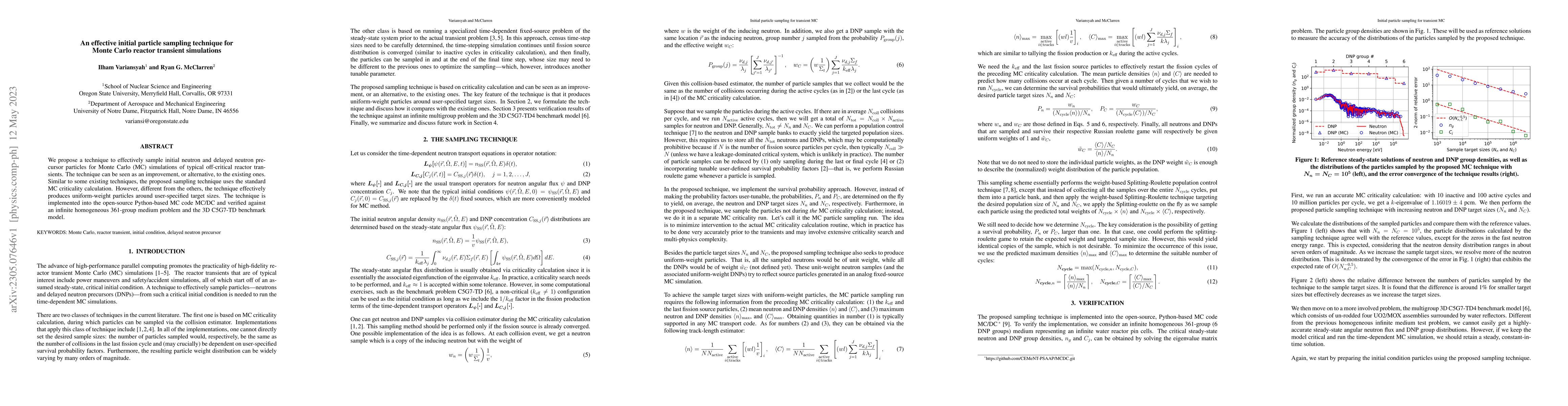 Thumbnail for An effective initial particle sampling technique for Monte Carlo reactor
  transient simulations