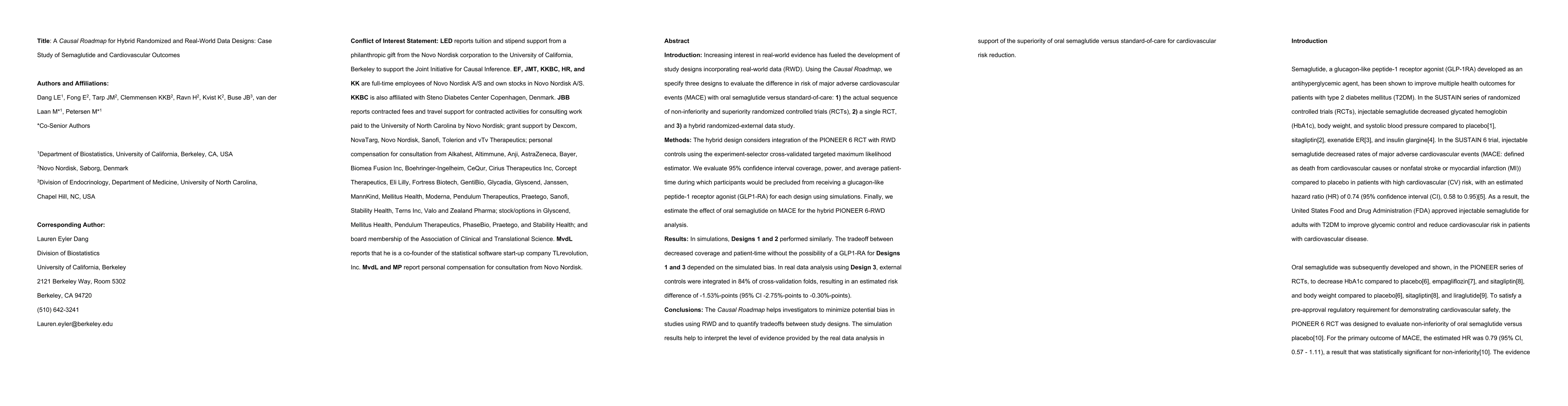 Thumbnail for A Causal Roadmap for Hybrid Randomized and Real-World Data Designs: Case
  Study of Semaglutide and Cardiovascular Outcomes