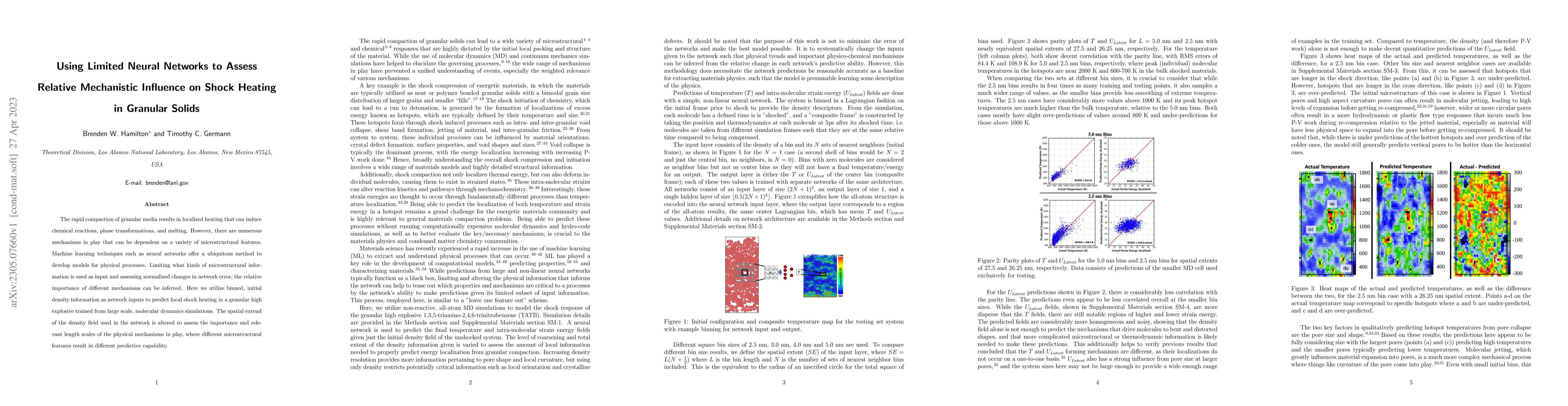 Thumbnail for Using Limited Neural Networks to Assess Relative Mechanistic Influence
  on Shock Heating in Granular Solids
