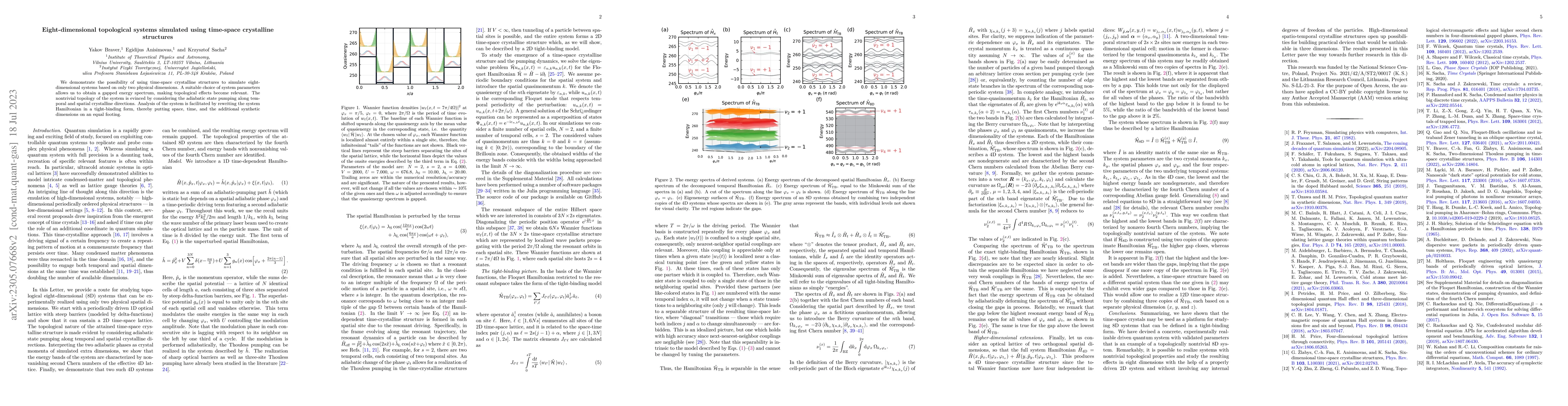 Thumbnail for Eight-dimensional topological systems simulated using time-space
  crystalline structures
