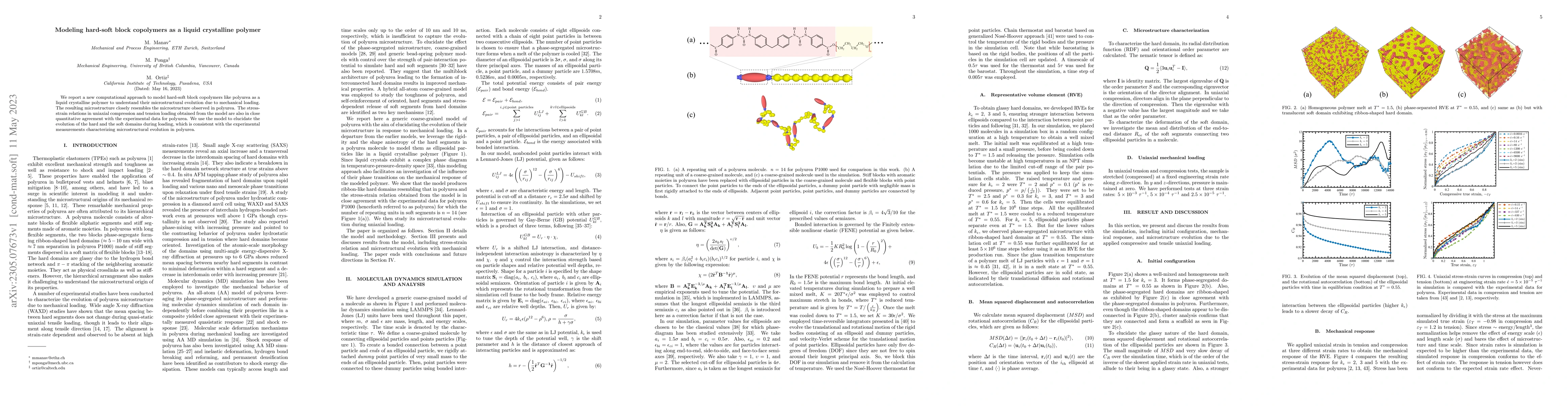 Thumbnail for Modeling hard-soft block copolymers as a liquid crystalline polymer