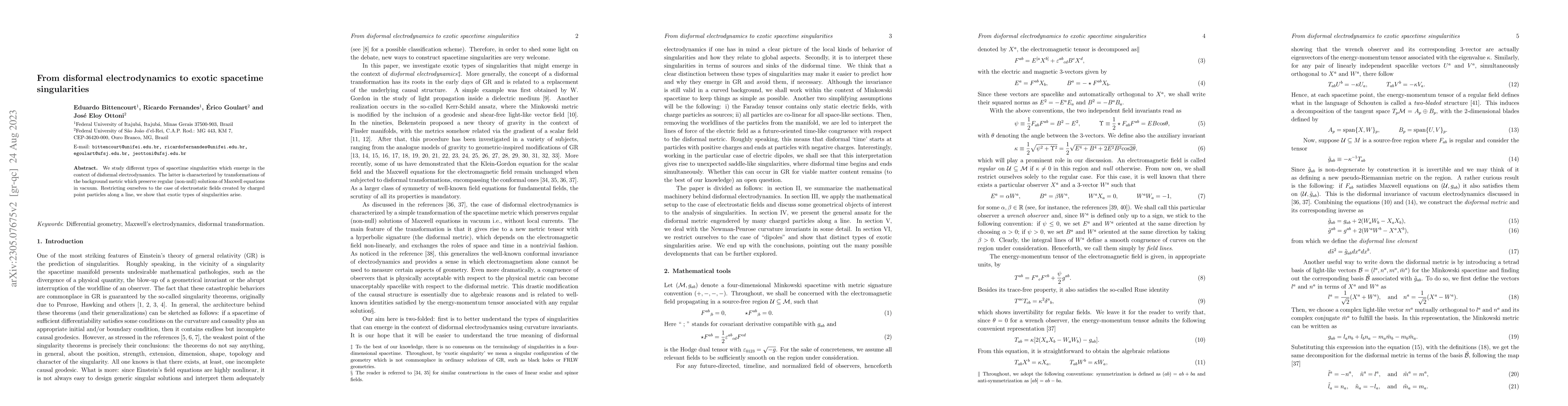Thumbnail for From disformal electrodynamics to exotic spacetime singularities