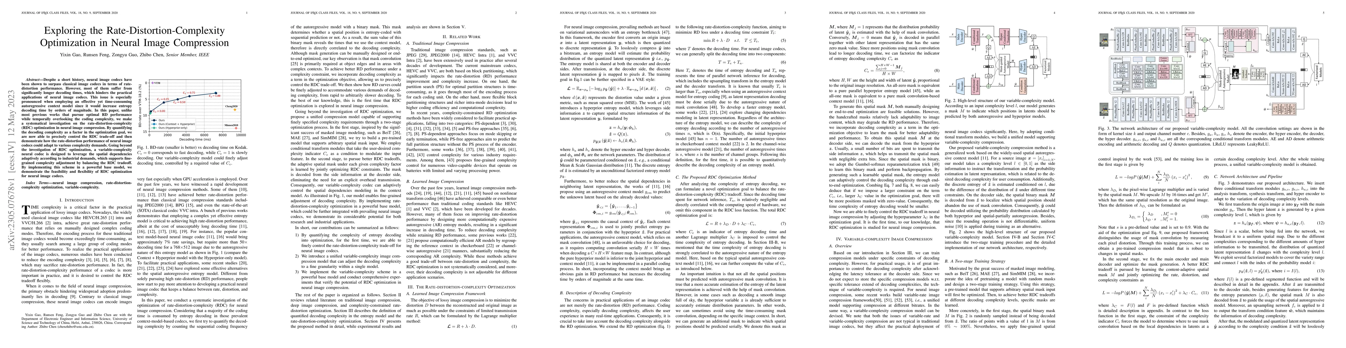 Thumbnail for Exploring the Rate-Distortion-Complexity Optimization in Neural Image
  Compression