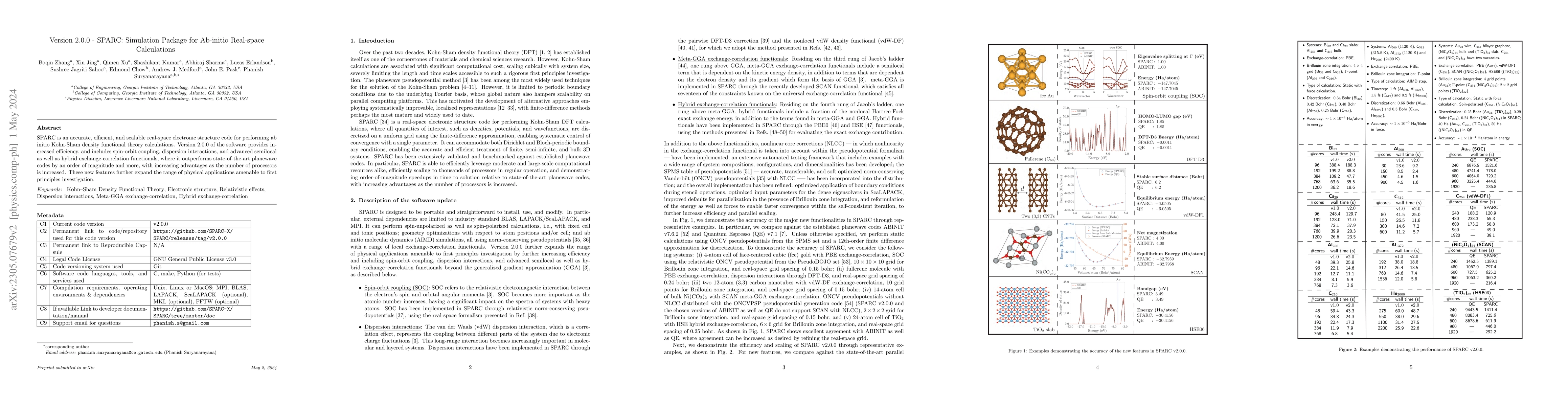 Thumbnail for Version 2.0.0 -- SPARC: Simulation Package for Ab-initio Real-space
  Calculations