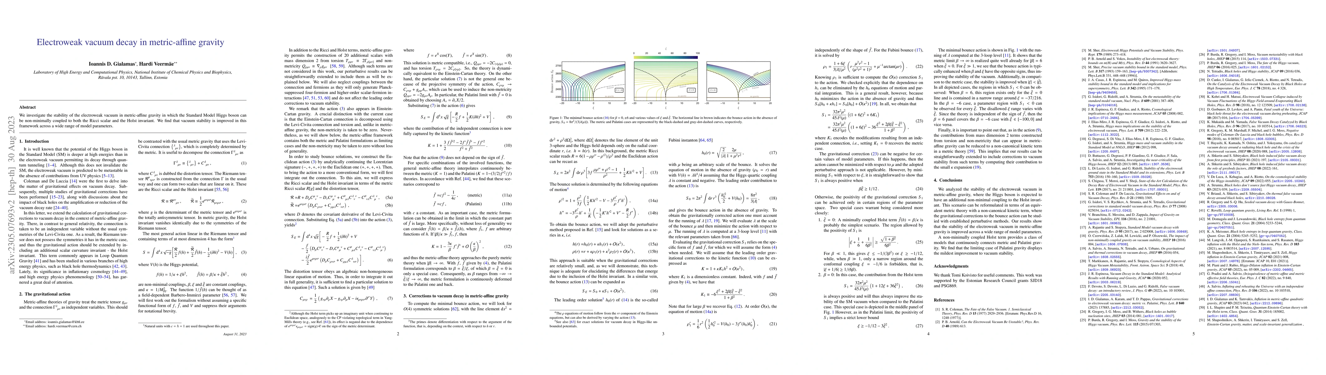 Thumbnail for Electroweak vacuum decay in metric-affine gravity
