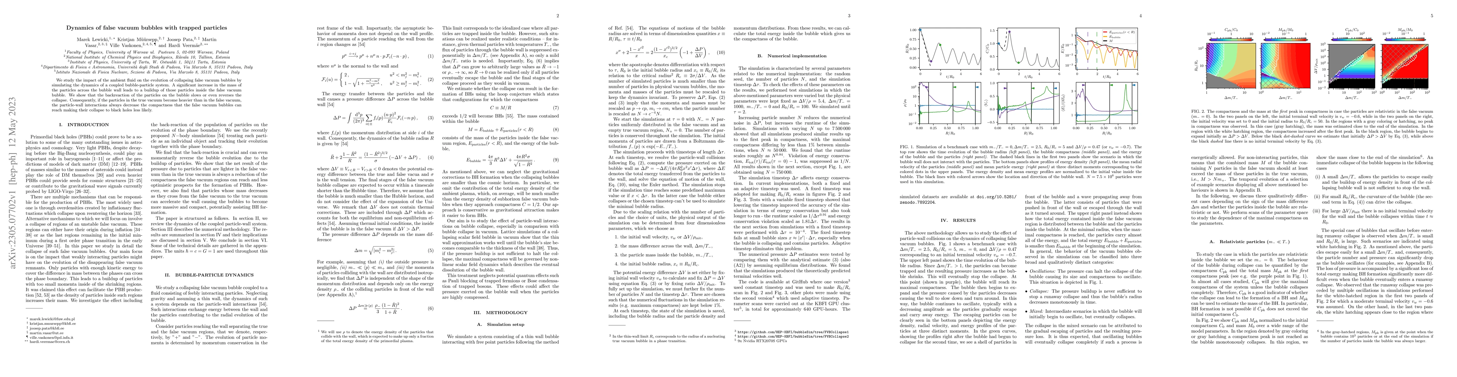 Thumbnail for Dynamics of false vacuum bubbles with trapped particles