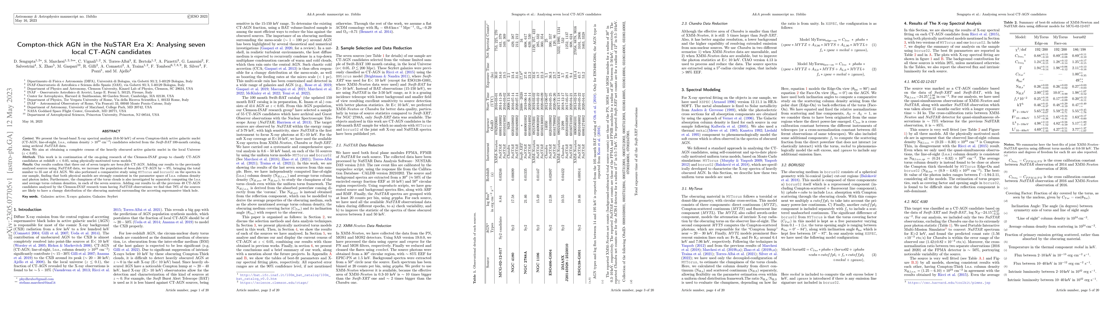 Thumbnail for Compton-thick AGN in the NuSTAR Era X: Analysing seven local CT-AGN
  candidates